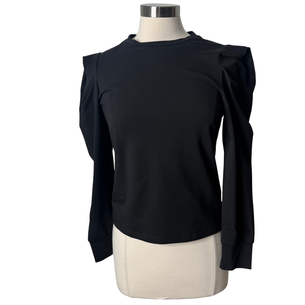 Walter Baker Black Puff Shoulder Long Sleeve Top Womens Small NEW NWT